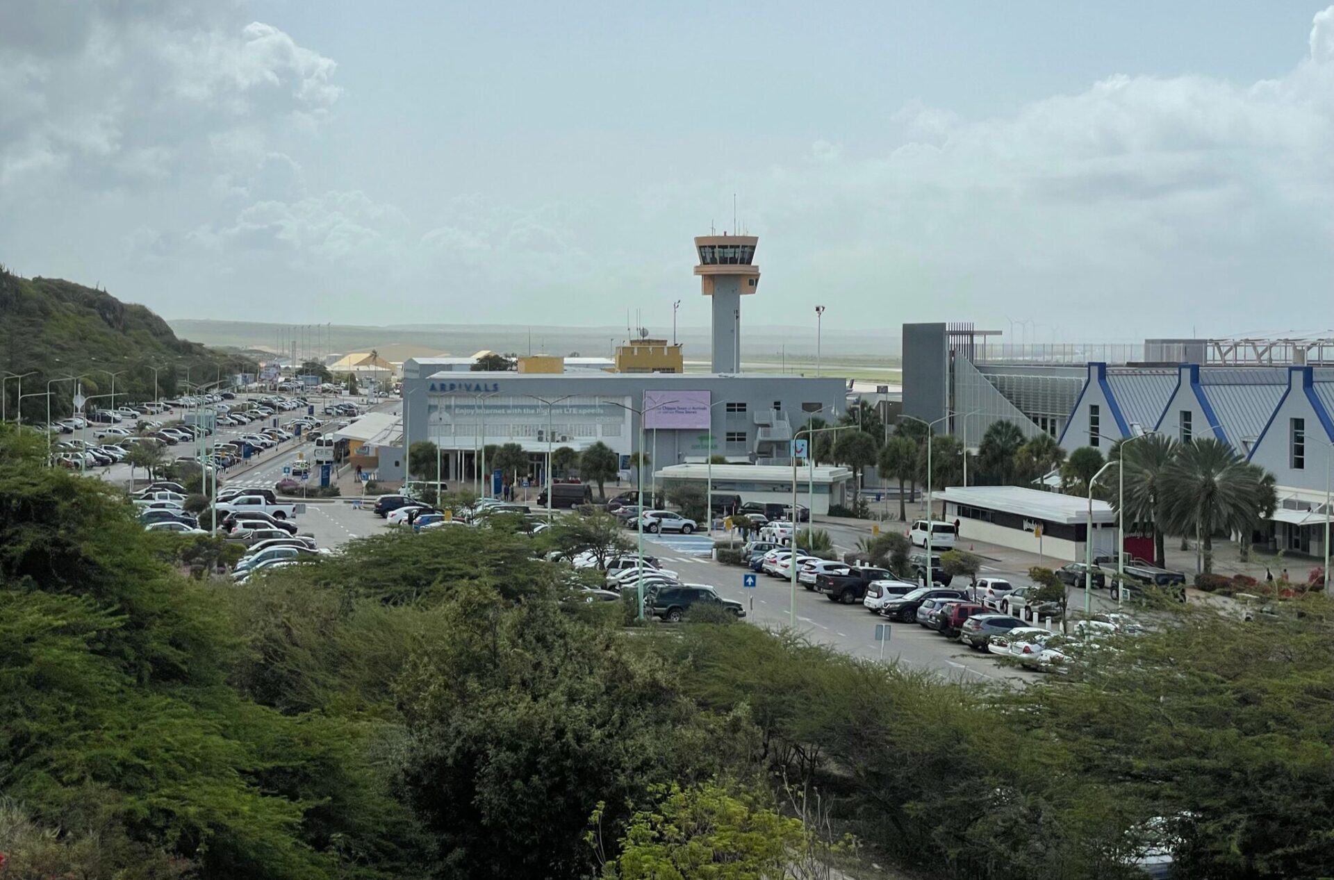 View of the Hato airport, Willemstad Curacao. Airport Island of Curaçao - exploringcuracao.com