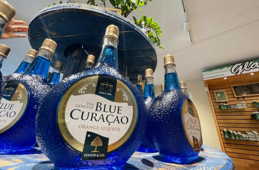 The Original Blue Curaçao liqueur at Landhuis Chobolobo by the Senior family company in Saliña.