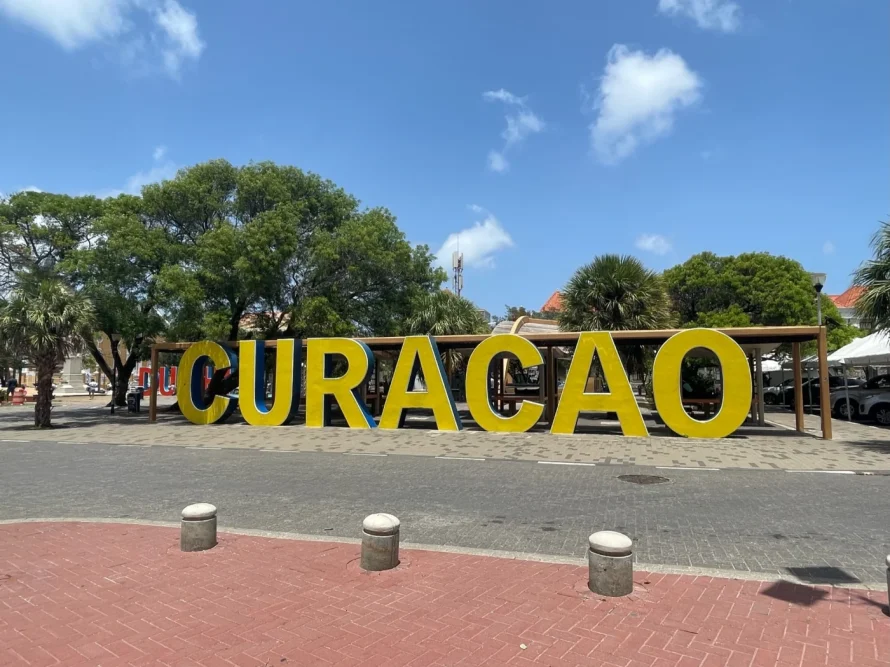 Willemstad Curaçao sign in Punda Wilhelminaplein