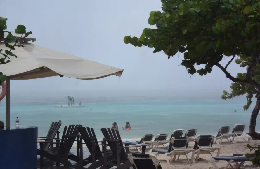 Rain in Curaçao on the beach