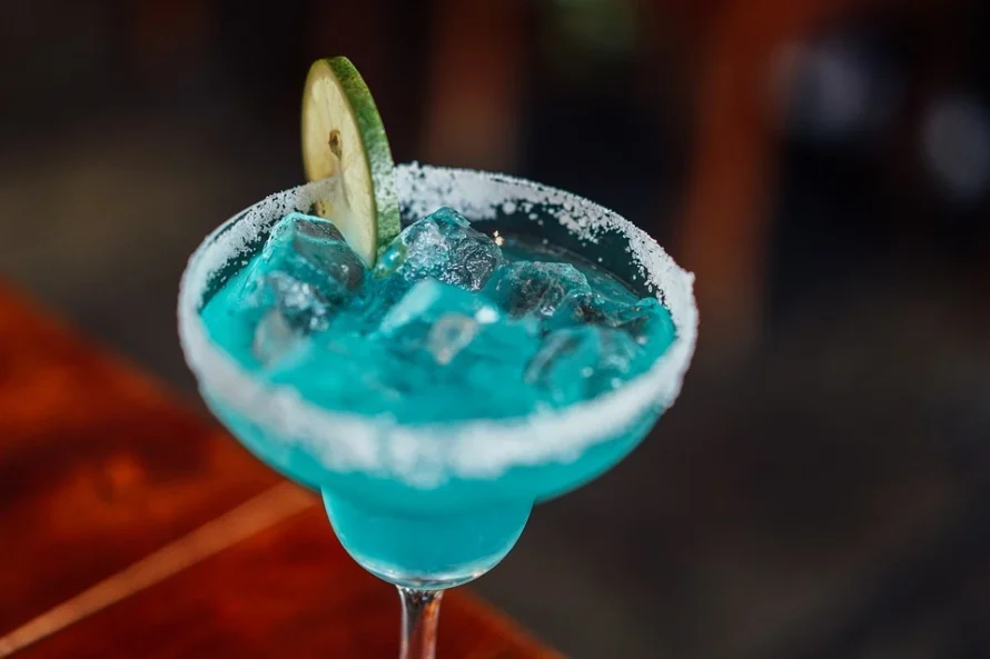 Blue Margarita Cocktail with blue curaçao and tequila.