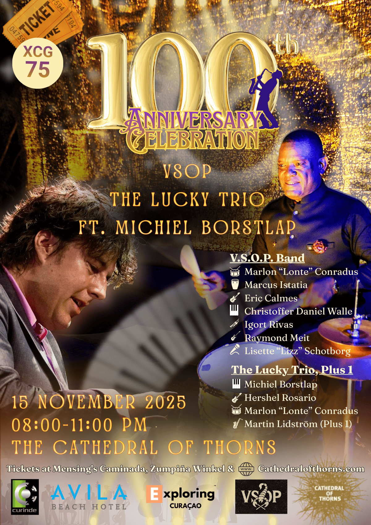 Exploring Curacao presents - Jazz Concert at the Cathedral of Thorns - Michiel Borstlap - VSOP - Marlon "Lonte" Conradus
